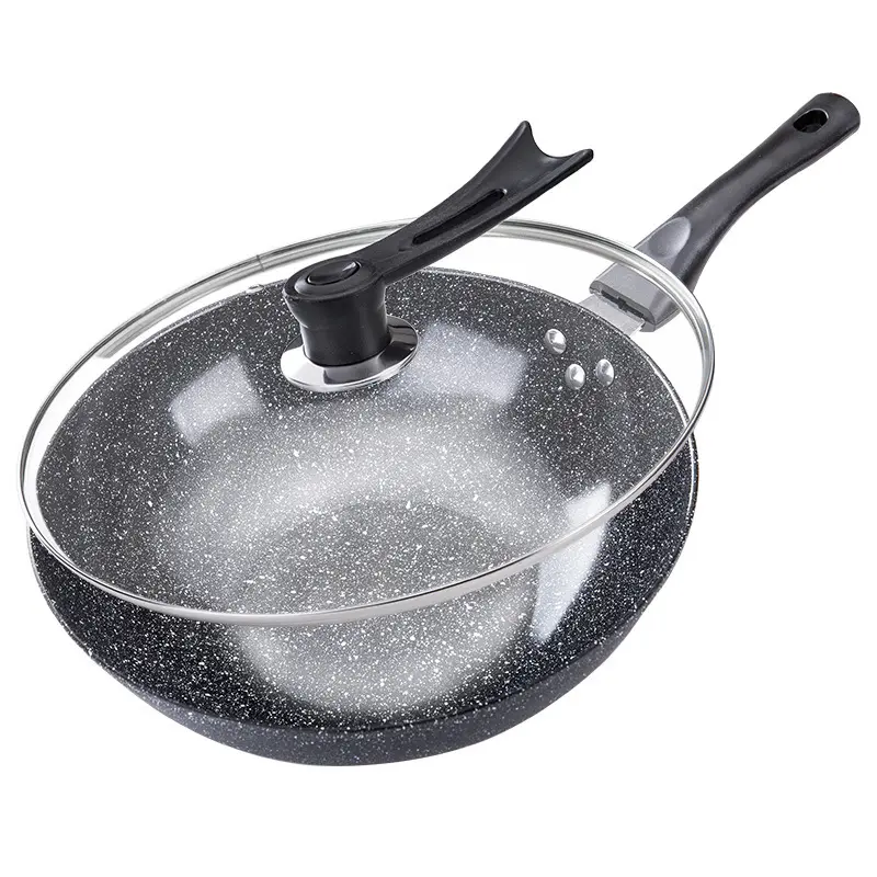 Wajan tidak lengket dengan tutup terlaris wajan penggorengan besi cor untuk grosir mesin cuci piring dan peralatan logam wajan memasak aman
