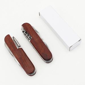 Outil de camping pliable multifonctionnel avec manche en bois, 11 en 1, mini couteau suisse en acier inoxydable, logo personnalisé - Product Image 4