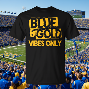 T-shirt Blue And Gold Vibes Only, tenue pour le jour du match de football du lycée - Product Image 1
