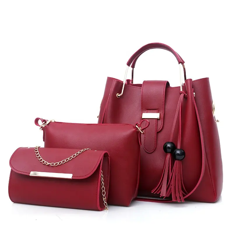 Hot Style 3 teile/satz Pu Leder Einkaufstasche Luxus Damen Taschen Anzug Frauen Clutch Schulter Handtasche Set
