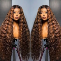 Perruques sans colle prêtes à porter, cheveux humains vierges vietnamiens lisses, 100% cheveux humains, couleur ombrée, perruques frontales en dentelle HD transparente