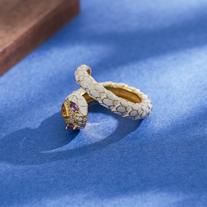 Anello da Donna BOCAI in <span class=keywords><strong>Argento</strong></span> Sterling 925, Smaltato <span class=keywords><strong>Dorato</strong></span>, Classico Serpente con Ametista e Cristallo Giallo, Regalo per Innamorati, Gioielli in <span class=keywords><strong>Argento</strong></span> - Product Image 3