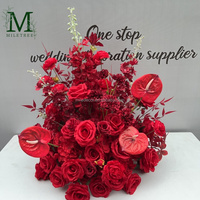 Hotale Arrangements De Fleurs Rouges Décoration De Passerelle De Mariage Rouge Calla Lily Anthurium Floral Row