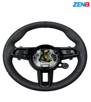 Accesorio Interior de Auto Nuevo, Volante de Cuero con Fibra de Carbono y Botón de Encendido, Compatible con el Volante del Audi R8