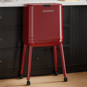 Sadrsa Tall Trash Can Rectangular With Lid And Wheels For Kitchen Living Room Indoor Use Large Size - Product Image 2
