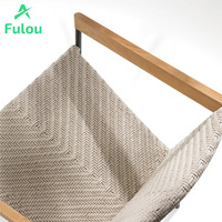 Chaise de jardin moderne et confortable en teck et corde, pieds en métal durables, résistante à l'eau, pour usage extérieur, salle à manger, cour, patio, villa, hôtel