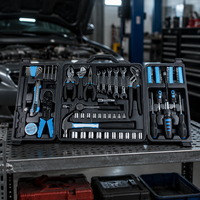 OEM 95 pièces, ensembles d'outils ménagers, boîte à outils en plastique noir, boîte à outils portable pour atelier ou maison