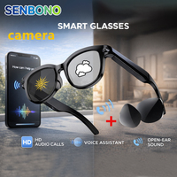 Lunettes de traduction intelligentes SENBONO M89-S AI avec lentilles photochromiques, caméra HD, appels sans fil, assistant vocal, caméra intégrée