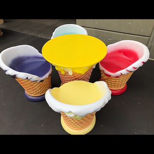 <span class=keywords><strong>Mobili</strong></span> per gelateria in fibra <span class=keywords><strong>di</strong></span> vetro per esterni/tavolo e sedie per gelato/scultura per sedie con coni gelato - Product Image 4