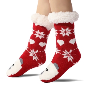 Chaussettes de pantoufles antidérapantes à motif de renne de Noël pour femmes chaussons doublés en polaire Ultra en peluche chaussettes de maison de sol chaudes et confortables pour l'hiver - Product Image 3