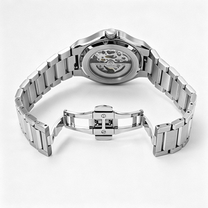 Reloj Mecánico de Cuerda Automática para Hombre, con Caja Irregular de Acero Inoxidable 316, Correa de Acero Inoxidable, Esfera Grabada y Cristal de Zafiro - Product Image 5