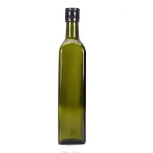 250ml 500ml 750ml 1L de qualité alimentaire vide carré Antique vert Marasca 1 litre bouteille en verre pour huile d'olive