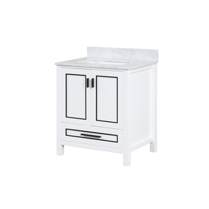 Meuble-lavabo moderne haut de gamme autoportant de 30 pouces avec vasque en céramique et caractéristiques résistantes à l'eau - Product Image 3