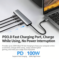 Hub USB-C 8-en-1 4K 60Hz en aluminium, prête à être expédiée, avec charge rapide PD 100W, multiport pour PS4, PC de jeu, moniteur et station d'accueil pour carte graphique