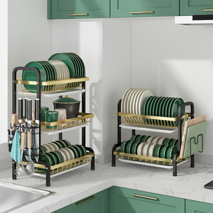 2 lớp Countertop đồ ăn lưu trữ giá nhà bếp khô món ăn giá với dao kéo drainer - Product Image 6