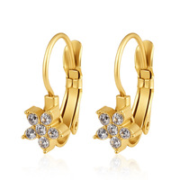 Anting Jepit Stainless Steel Model Bunga Pita Tanpa Tindik Berhias Rhinestone Mewah Ringan untuk Wanita