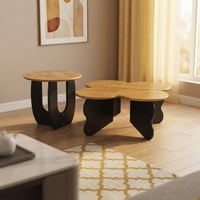 Table d'appoint pliable DISHI en bois massif pour salon et chambre à coucher avec design papillon
