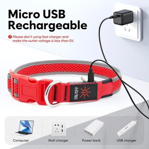 Collier LED électronique pour chien, réglable, rechargeable, colliers réfléchissants LED pour chiens, produits anti-perte pour chiens de nuit - Product Image 5