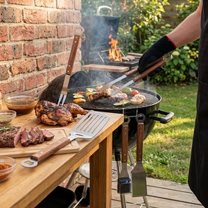 Stainless Steel BBQ Utensil Set Red Handle BBQ Grill Accessories Outdoor Accessories BBQ Tool Set - Product Image 2