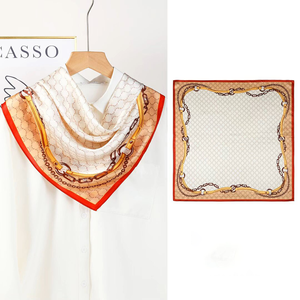 Low MOQ Silk Feeling Polyester Scarf Men Small Square Printed Casual Bandana Neckwear Scarf - Product Image 5