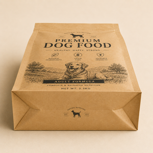 Emballage pour aliments pour chiens en papier kraft, acceptable pour les fabricants d'équipement d'origine (OEM), sac à fond plat, doublure en aluminium, résistant à l'humidité, fermeture éclair refermable - Product Image 3
