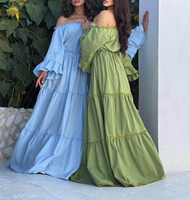 Vente en gros sur mesure Robes bikini d'été décontractées grande taille pour femmes Robe maxi longue de plage en dentelle à épaules dénudées pour dames