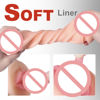 Masturbateur double extrémité 2 en 1 réaliste oral et vaginal avec doublure souple amovible, coque noire et bordure dorée, jouet sexuel masculin