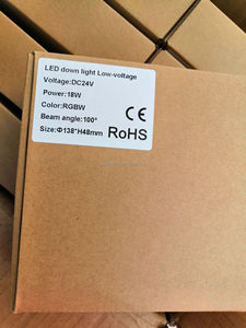 Downlight encastré intelligent en aluminium 24V RGBW 6000K blanc, spots LED de <span class=keywords><strong>plafond</strong></span> ronds, downlight LED 18W avec câble à 5 fils - Product Image 5