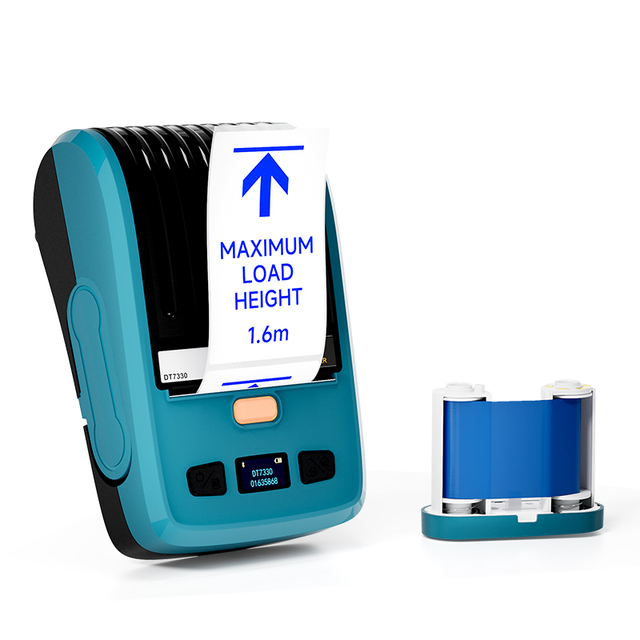DETONGER 90mm Thermal Transfer Label Printer Portable Carbon Ribbon Printer UV Resistant Waterproof Barcode QR Code Label Maker