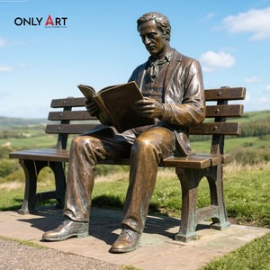Onlyart Statua Personalizzata a Grandezza Naturale di Uomo che Legge in Bronzo da Esterno Scultura di Uomo Seduto su Panchina per Arredo Urbano - Product Image 5