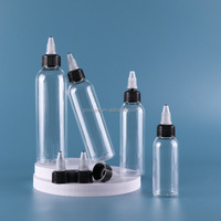 Botella de plástico transparente PET con tapa giratoria, dispensador de escurrir 30ml, 60ml, 100ml, 120ml, 180ml, 250ml, 4oz, 6oz, pigmento de tinta de tatuaje, salsa, ketchup