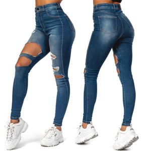 Latest Most Popular Street Wear Distressed Big Rips <b>Stretch</b> High Waist Fashion Skinny <b>Women</b> <b>Jeans</b> - Product Image 6
