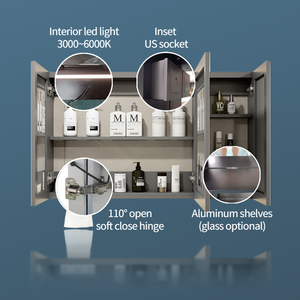 Lavabo de toilette intégré planche latérale planche à repasser stockage bijoux mélamine salle de bain intelligente Led miroir noir <span class=keywords><strong>armoire</strong></span> à <span class=keywords><strong>pharmacie</strong></span> - Product Image 6