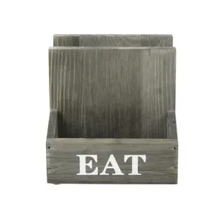 Giá Đựng Khăn Ăn 2 Ngăn Bằng Gỗ, Hình Vuông, Màu Xám, Cổ Điển, Có Lọ Gia Vị/Thùng Đựng Gia Vị - Product Image 4