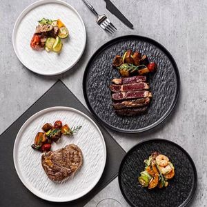 Assiette à dîner en porcelaine blanche et noire de style nordique de luxe, assiette à steak, écologique, compatible micro-ondes et lave-vaisselle, pour la maison - Product Image 1
