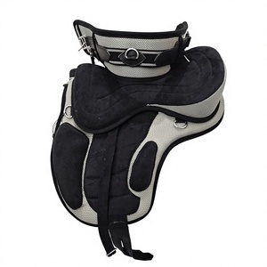 Selle d'équitation anglaise légère et durable de style Freemax gris, siège rembourré synthétique doux, confortable pour l'endurance équestre - Product Image 3