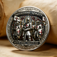 Pièce commémorative 3D de la Fraternité des Chevaliers, motif Guerrier Templier 'Appel à moi, frère', objet de collection, vente en gros