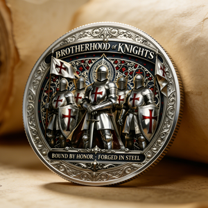 Moneta Commemorativa Hot della Fratellanza dei Cavalieri, Design 3D Guerriero Templare 'Chiamami Fratello', Regalo da Collezione, Vendita all'Ingrosso - Product Image 5