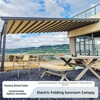 Pergola motorisée pliante en gros pour terrasse, cour, protection solaire, imperméable, en alliage d'aluminium, pour extérieur