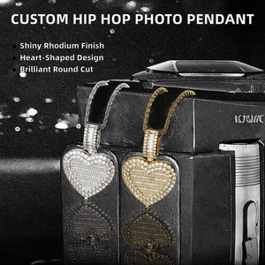 Heart Shape Zircon Pendant Necklace Rhodium Plated Brass <b>Rope</b> <b>Chain</b> Hip Hop Fashion Jewelry for Anniversary Party - Product Image 2