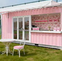 Kiosque mobile préfabriqué en acier rose de 20 pieds, bar à café, design moderne, kiosque extérieur, boutique pop-up pour centre commercial