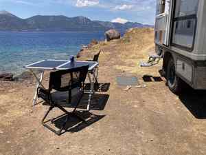 Lightweight Metal Folding <b>Moon</b> <b>Chair</b>-Modern Design Outdoor Furniture for <b>Camping</b> Beach Park & Villa Use with Side Pocket - Product Image 2
