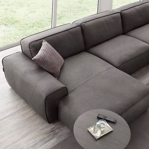 extra Deep Wide Comfortable 7 Seater <strong>Sofa</strong> Set Furniture Italian Luxury Combine Corner <strong>Black</strong> Leather <strong>Sofa</strong> - Product Image 3