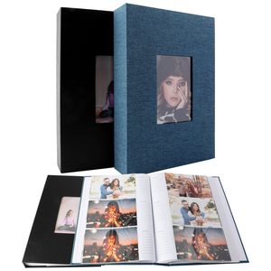 Copertina in lino 4x6 con cornice per finestra Design minimalista libro di memoria di famiglia regalo <span class=keywords><strong>Album</strong></span> fotografico di grande capacità con <span class=keywords><strong>foto</strong></span> <span class=keywords><strong>300</strong></span> - Product Image 1