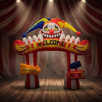 Arche gonflable de clown maléfique pour Halloween avec yeux lumineux à LED, décoration effrayante et sanglante pour fête de maison hantée