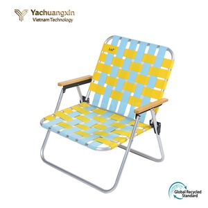 Chaise pliante d'extérieur moderne en bois massif avec sangle en acier inoxydable pour le camping, le barbecue et la sieste - Mobilier d'extérieur - Product Image 3