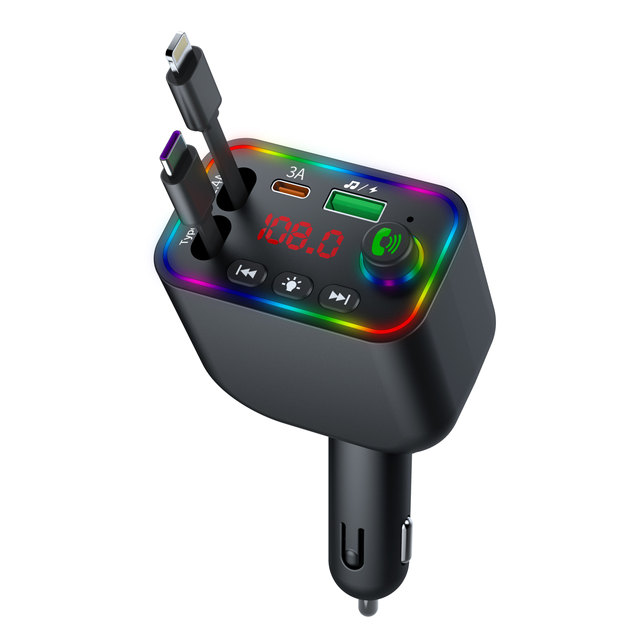 Dual USB 3.1a Smart Car Charger FM Radio Transmitter Hands-Free Mobile Phone Holder 5.0MP3 Player Card Reader 12-24v Range 5.0