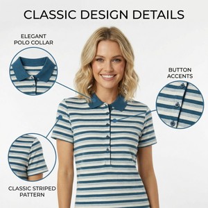 Abito midi estivo casual da donna <span class=keywords><strong>a</strong></span> <span class=keywords><strong>righe</strong></span> <span class=keywords><strong>blu</strong></span> <span class=keywords><strong>e</strong></span> bianche con colletto <span class=keywords><strong>a</strong></span> risvolto, maniche corte <span class=keywords><strong>e</strong></span> vestibilità ampia <span class=keywords><strong>a</strong></span> trapezio - Product Image 4