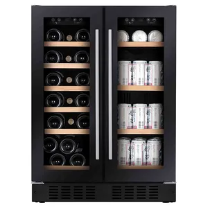 Vinopro Wine Cellar Fridge 82Height Black Door 39 Bottles Dual Zone Compressor Cooling Beverage And Wine Cooler