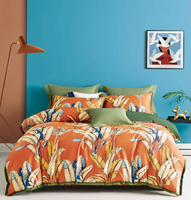 Drap de lit en satin 100% coton, ensembles de literie à motifs imprimés personnalisés, ensemble de couette, drap de lit, linge de lit
